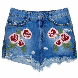Free people floral embroidered studded skirt